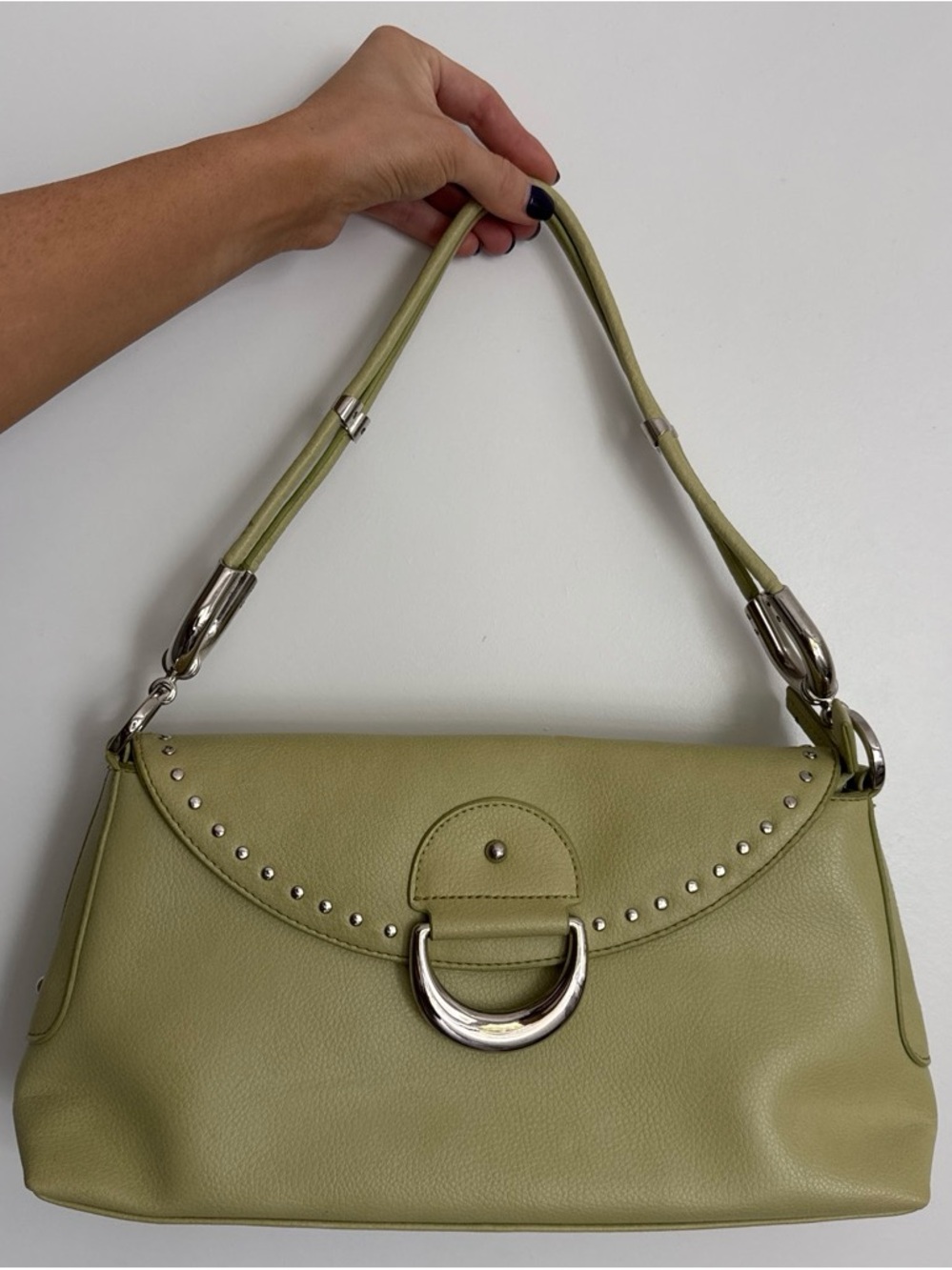 Olive Green Studded Shoulder Bag